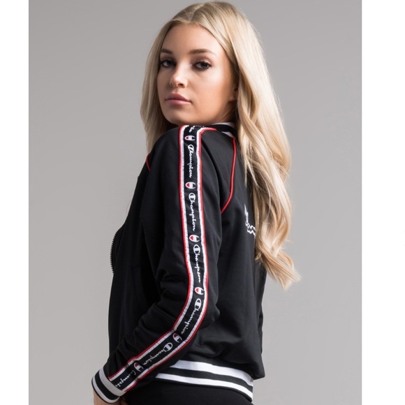 Champion Logo Track Bomber Jacket collegiate black - Picture 2 of 11